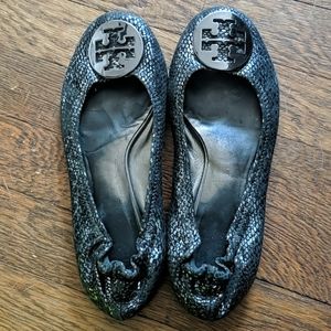 Tory Burch Reva Snakeskin Flats
